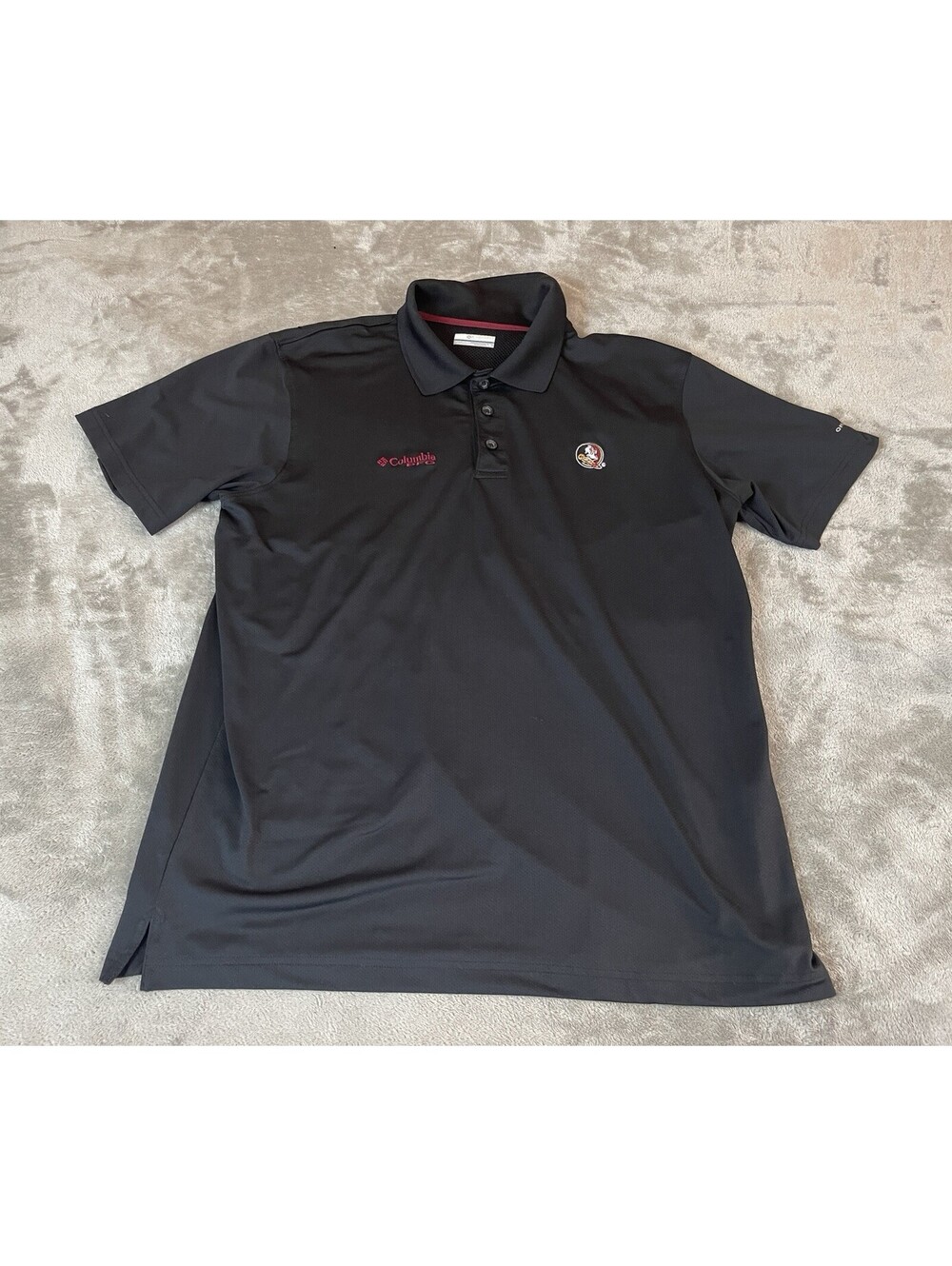Columbia PFG FSU Seminoles Polo L Omni-Shade Vented Fishing Shirt Black